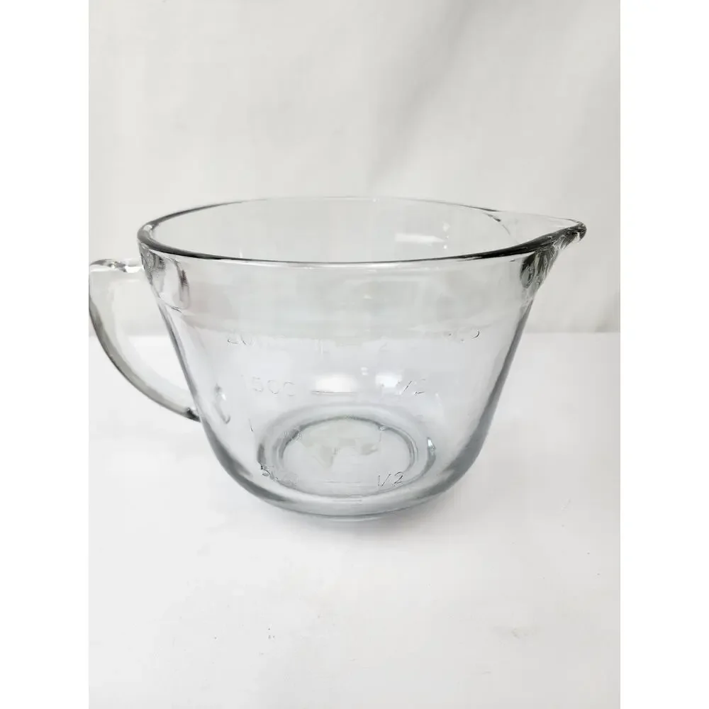 Anchor Hocking 2QTS/8 Cups/2000ML/2 Litres Measuring Batter Bowl w/ Red Lid USA